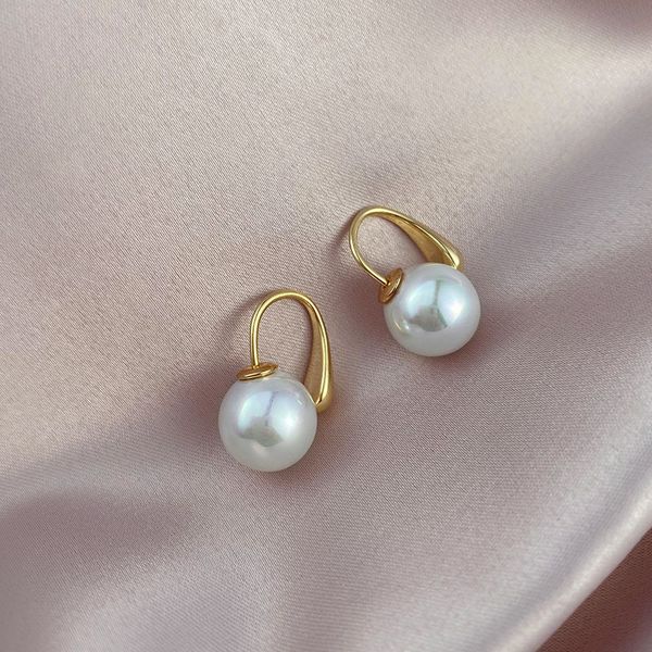 

special offer 70% off luxury jewelry pearl simple versatile drop shape s925 silver needle new earrings fashion temperament 14k gold ear jewe, Golden;silver