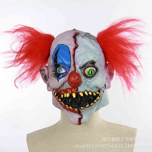 

party mask halloween bloody horror clown digital latex headgear red haired