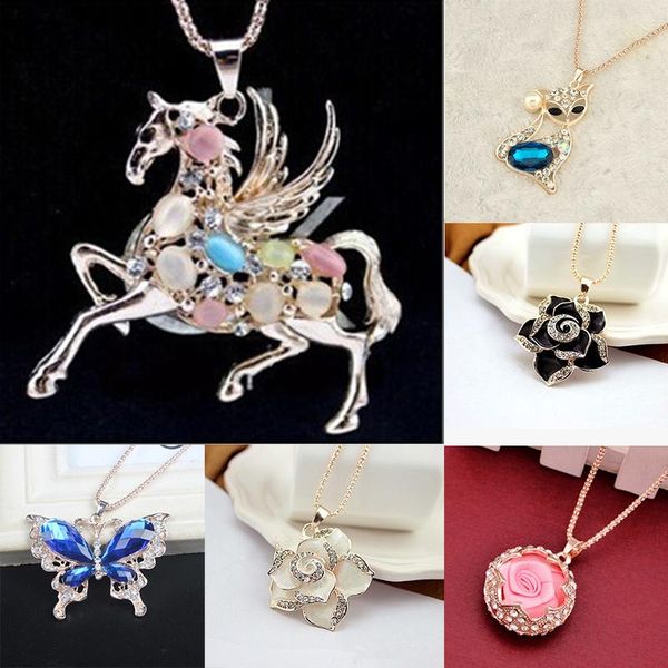 

japan korea fashion all-match female fall winter metal alloy pendant necklaces for women's clothes pendant jewelry accessories, Silver