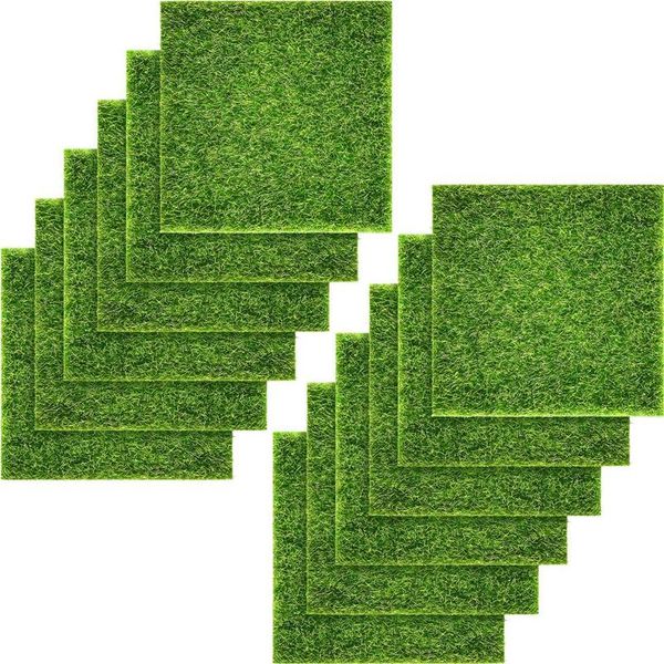 

decorative flowers & wreaths artificial garden grass, life-like fairy grass lawn 6 x inches miniature ornament dollhouse diy grass(12 pac
