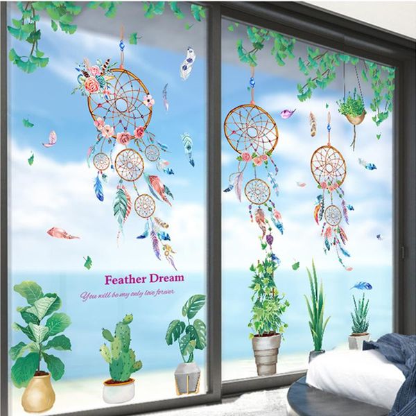 

wall stickers [shijuehezi] dreamcatcher feathers sticker diy potted plant mural decals for kids room baby bedroom kitchen home decoration