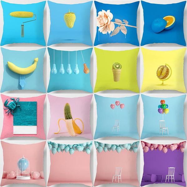 

cushion/decorative pillow ins candy color macaron print car sofa cushion cover one-piece delivery homeware