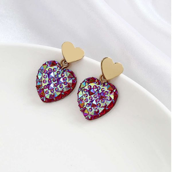 

personalized fashion lovely earrings female rhinestone peach simple net red earrings