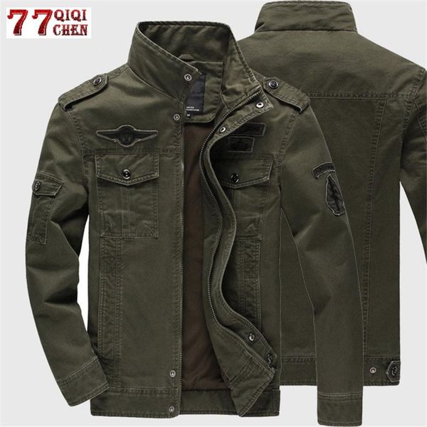

men's jackets 2021 military jacket men jeans casual cotton coat plus size 6xl army bomber tactical flight autumn winter cargo, Black;brown
