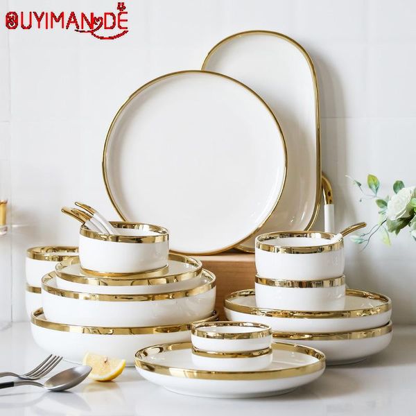 

dishes & plates european light luxury phnom penh ceramic tableware set household plate soup rice bowl noodle