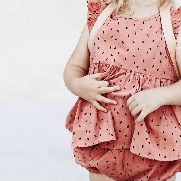 

2019 childrens wear new set girls baby woven cotton full printed skirt+bread pants two piece set, Blue