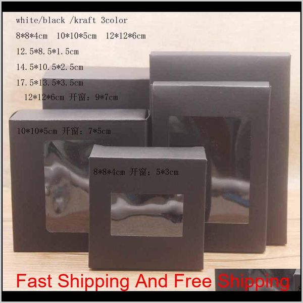 

white black kraft paper box with window gift box cake packaging wedding birthday gift package bo qylkae toys2010