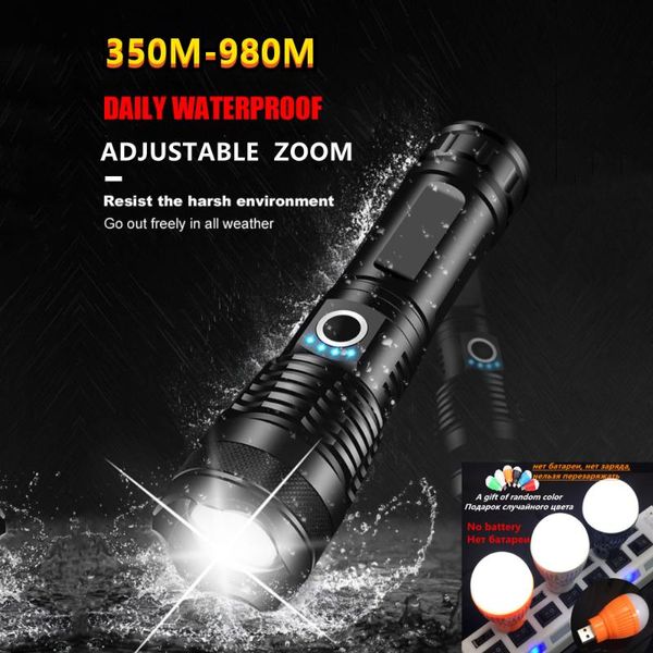 

flashlights torches 600000lm most powerful tactical 5 modes usb zoom led torch 18650 or 26650 battery camping hunt light drop