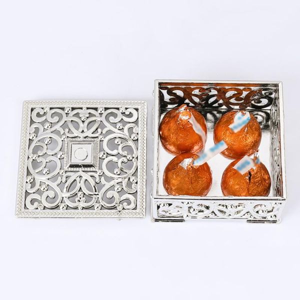 

gift wrap candy box gold silver creative high-quality plastic hollow square for small