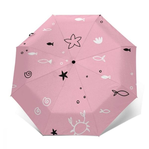 

umbrellas funny fish starfish shells and crab windproof automatic folding inverted umbrella portable paraguas for man woman