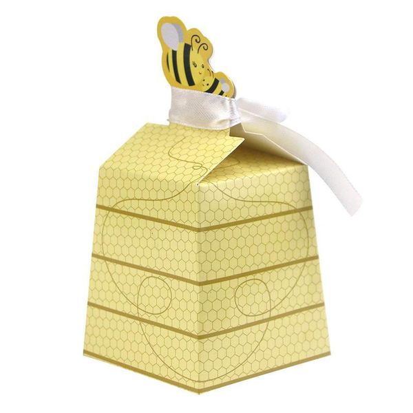 

gift wrap 50pcs/lot cute baby shower favor cartoon honey bee paper candy box adorable kids birthday party decor born gifts decorat