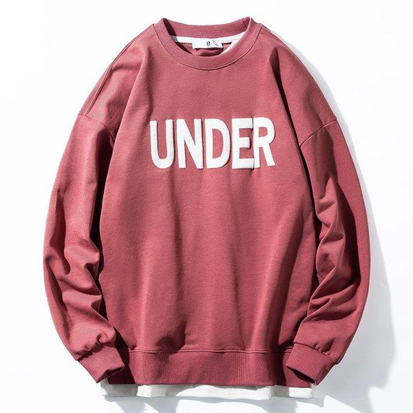 

o-neck sweatshirt for men casual pullover loose trendy sports spring autumn long sleeve printed letter coat ins male clothes, Black