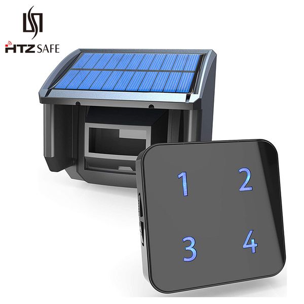 

htzsafe 400 meters solar wireless driveway alarm outdoor weather-resistant motion sensor & detector diy security alert system