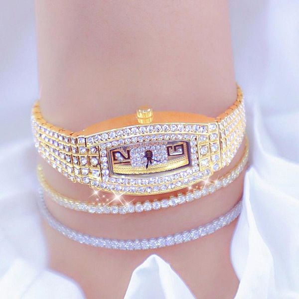 

wristwatches diamond women watches crystal rose gold female small dial square ladies montre femme 2021, Slivery;brown