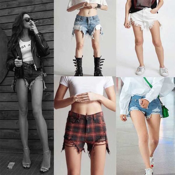 Damenshorts 21 Sommer neuer Stil Yang Mis gleiche R13-Jeansshorts, hohe Taille, Löcher, lässige, haarige und dünne Jeans