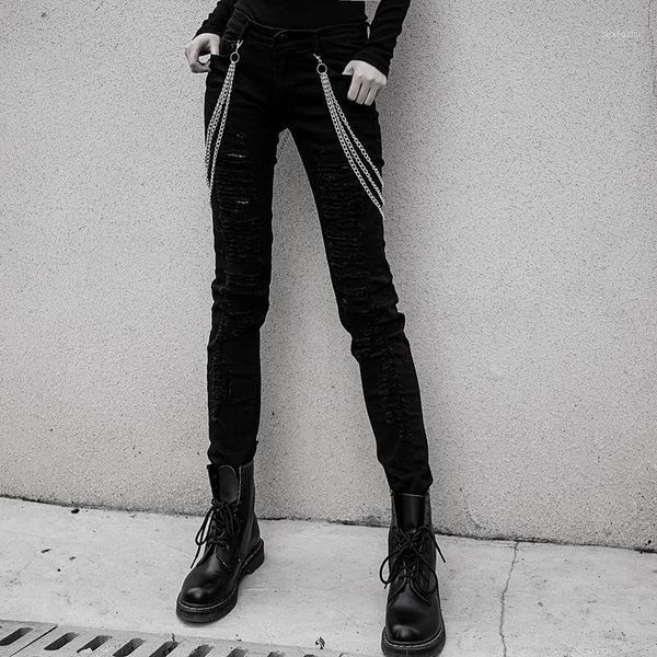 

women's pants & capris arrival women punk black overalls trousers high waist slim zipper suspender pencil female clothes fashion tide, Black;white