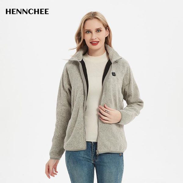 

women's jackets fleece heated jacket women winter thermal clothes full zipper lightweight soft sweater electric heating coat female hoo, Black;brown