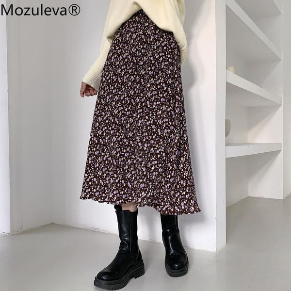 

skirts mozuleva 2021 spring a-line empire woman casual print mid-calf skirt, Black
