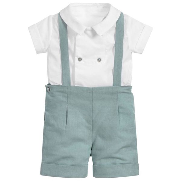 Baby Boy Boutique Vestiti Set Neonato Compleanno Battesimo Abbigliamento Bambini Abiti spagnoli Camicia bianca Pantaloni Tuta da neonato 210309