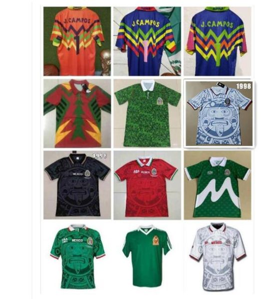 

1986 1995 1998 mexico retro soccer jerseys blanco hernandez uniforms 1994 jorge campos goalkeeper football shirt, Black;yellow