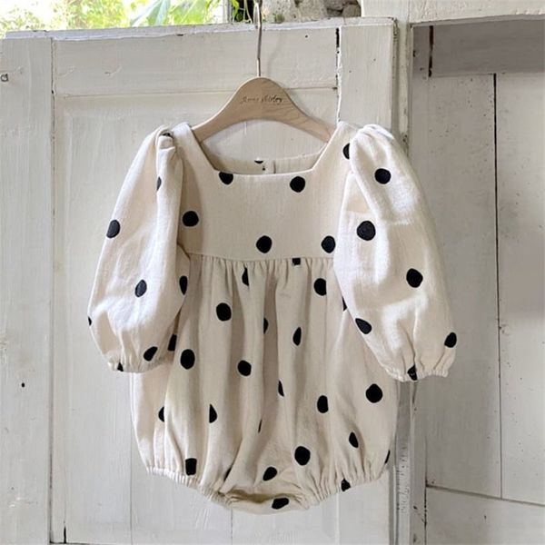 Autunno Baby Born Body Polka Dot Infant Girls Cotton Clothes Toddler Kids Tuta manica lunga 0-24M 220211