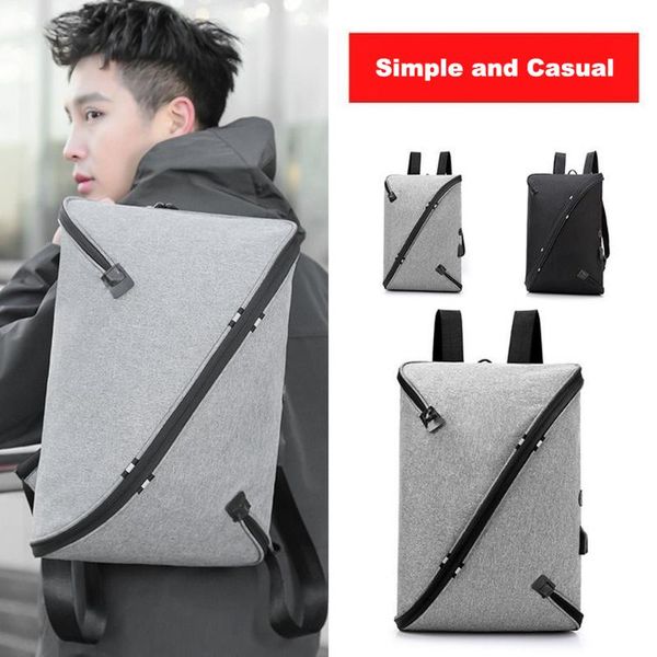 

backpack two-color integrated backpack, headphone jack, usb charging port, lapbag, school travel bag for men and women