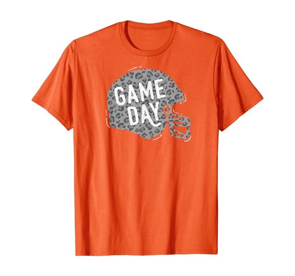

Leopard Print Football Helmet Game Day T-shirt, Womens Shirt, White;black