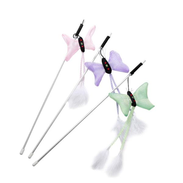 

cat toys 3pcs creative training wand interactive bell funny stick teaser (random color)