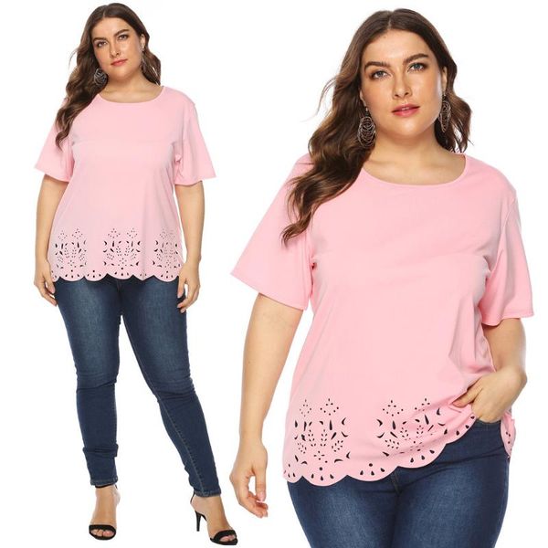 

plus size t-shirt womens and blouses casual summer short sleeve pink t shirt 5xl big szie women clothing blusas mujer de moda 2021, Black