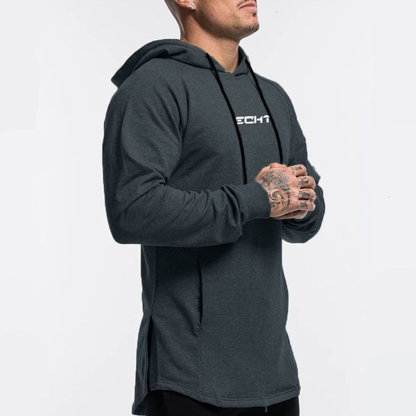 

casual 2021 hoodies mens cotton sweatshirt gyms fitness workout pullover autumn new male gray slim hooded jacket brand clothing tzd6, Black