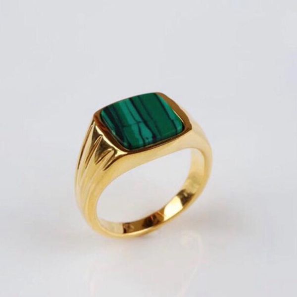 

cluster rings gold green malachite ring pure 925 sterling silver square stone finger stackable miss design women wedding jewelry, Golden;silver