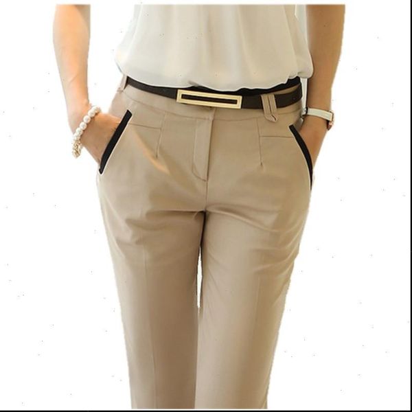 

2021 ol office work wear suit pants women high waist skinny slim formal pencil pants trousers bottoms pantalon mujer, Black;white