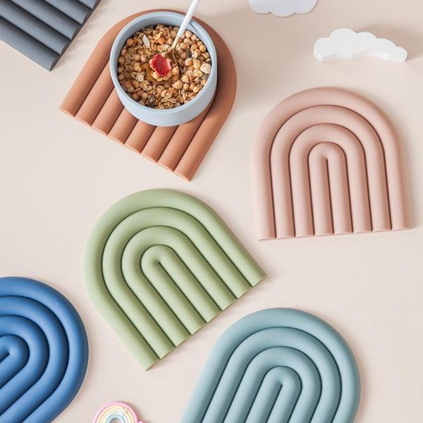 

mats & pads rainbow silicone table mat dishes pot holder placemat multipurpose holders for kitchen heat resistant pan