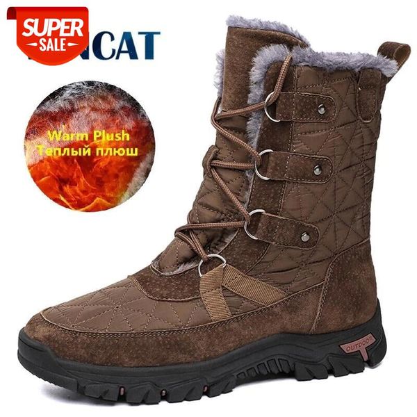 

brand men's winter boots waterproof men's boots warm plush snow outdoor non-slip hiking work shoes men ankle #fz1s