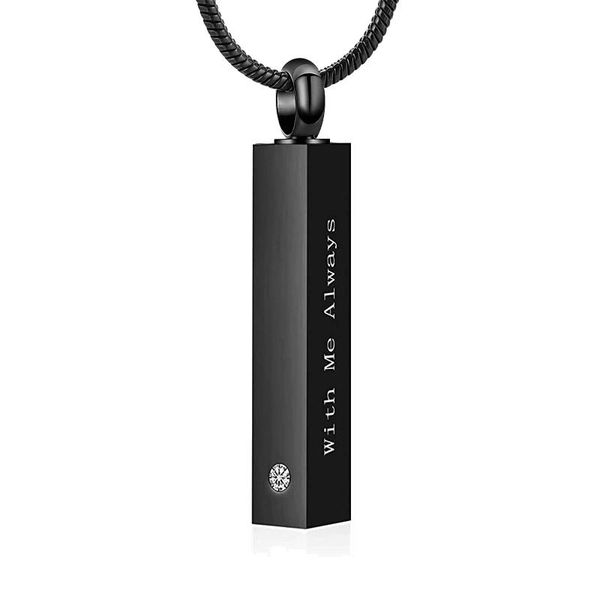 

chains cremation jewelry bar urn necklaces for ashes stainless steel crystal memorial keepsake ash pendants women men, Silver