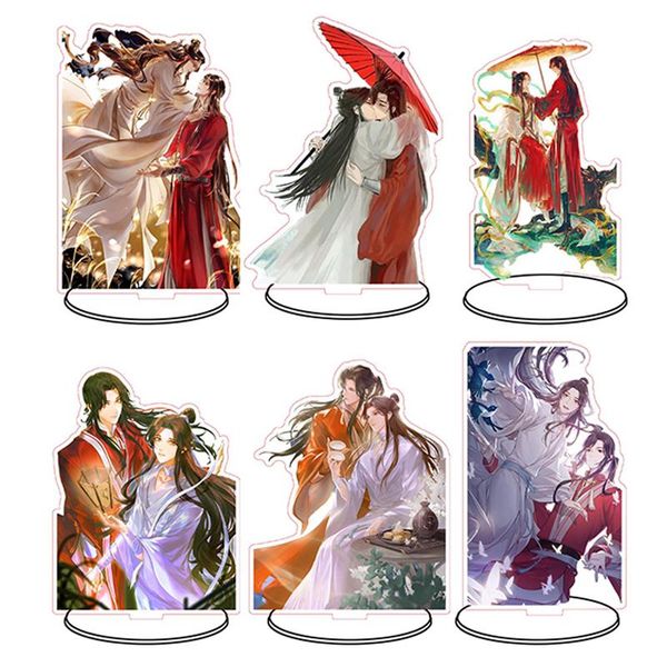 

keychains anime tian guan ci fu acrylic figure keychain xie lian hua cheng stand model plate desk decor standing sign keyring toys, Silver