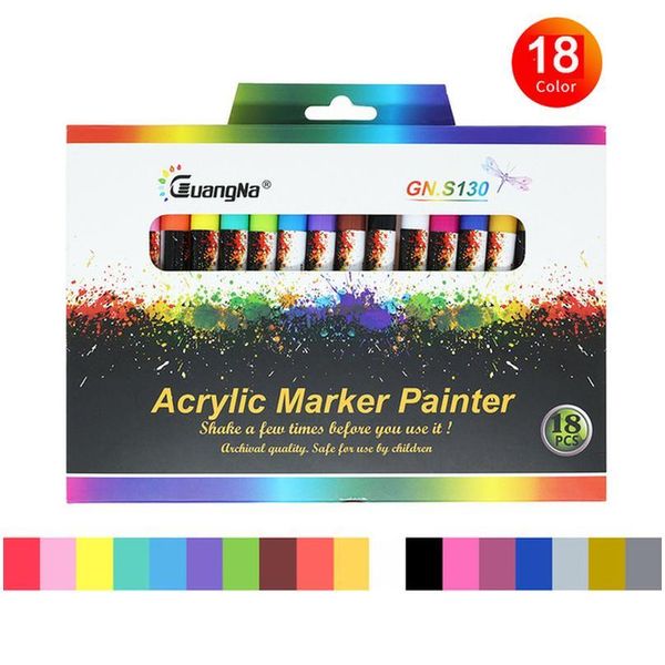 

acrylic paint pen water-based graffiti pen 6/12/18/24/36 color painting ceramic p album black card pen color h jllmvv