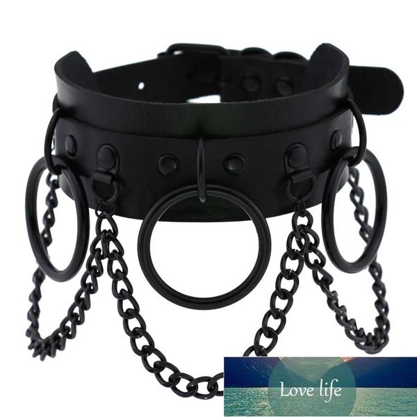 

black gothic punk choker goth chain collar dark fashion leather chocker harajuku rock necklace witch grunge festival accessories, Golden;silver