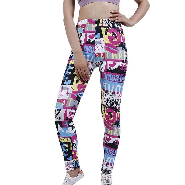 

women's leggings indjxnd push up women yoga soft gym sports fitness running elastic waist tights workout sportswear graffiti trousers, Black