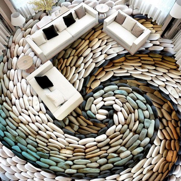 

wallpapers pebbles po wallpaper modern 3d floor tiles painting stickers children's room living anti wear pvc flooring murals