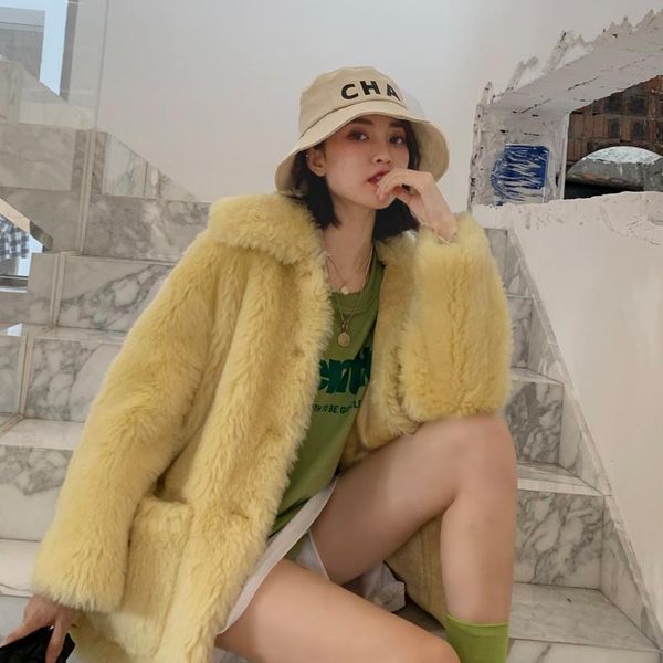 

women's fur & faux winter coat sheep shearing female wool tuscan clothes women, Black