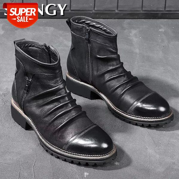 

men boots casual pu leather retro round head zipper ankle boots autumn safety shoes outdoor formal zapatos batas #xu7w