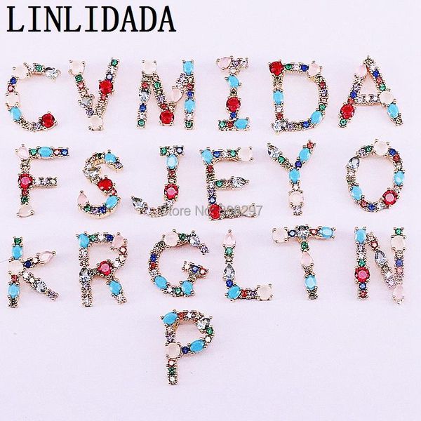 

pendants 10pcs fashion cz initial pendant, multicolor crystal zirconia pave charm 26 alphabet letter for necklaces, Black