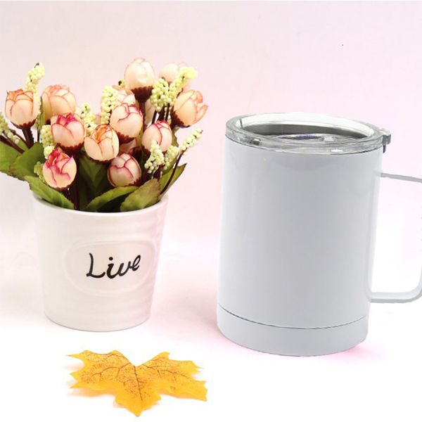 

2021 new arrival 10oz diy white blank sublimation coffee mugs with handle car cup stainless steel double wall portable for party px4j