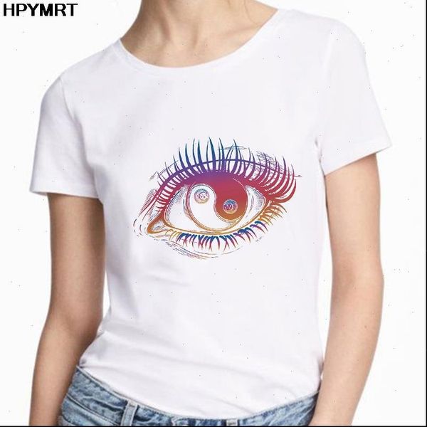 

women 2021 summer short sleeve fun gossip in the eyes print lady t shirts t shirt ladies womens graphic female tee, White