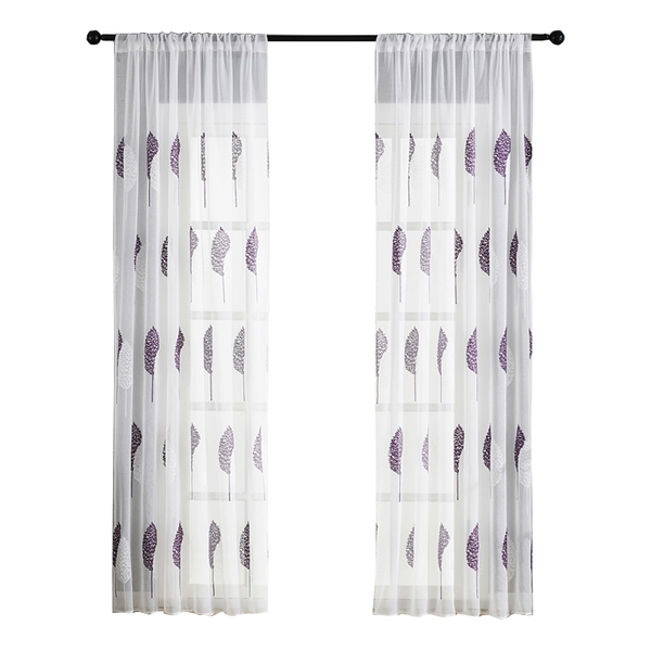 

white leaves window curtain embroidered voile for living room pastoral curtain for balcony kitchen sheer drape blinds