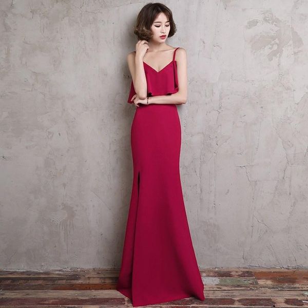 

party dresses 2021 burgundy prom double v-neck tank count train long graduation chiffon evening dress, White;black