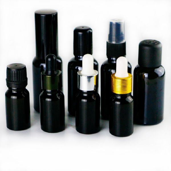 

10ml black glass essential oil pipette dropper liquid reagent dispensing perfumes roll on bottles