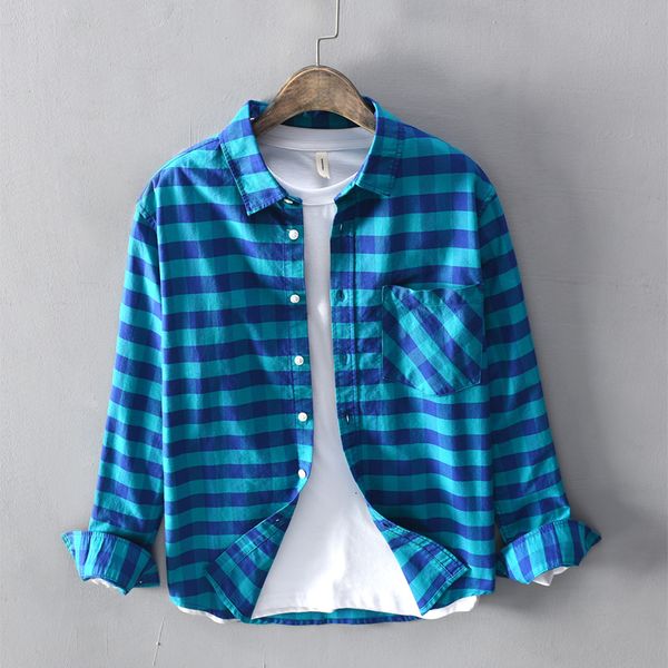 

2021 new mens casual oxford plaid long sleeve brand shirts men fashion comfortable shirt male camisa chemise 8udb, White