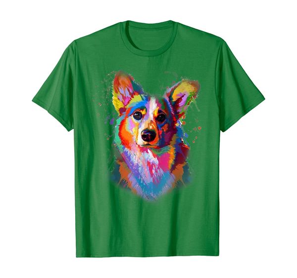 

corgi artistic funny dog corgi watercolor t-shirt, White;black